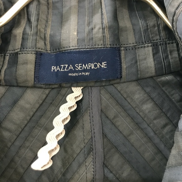 PIAZZA SEMPIONE {10} Jacket Blazer Gray Stripe Herringbone Cotton Blend - Picture 5 of 6